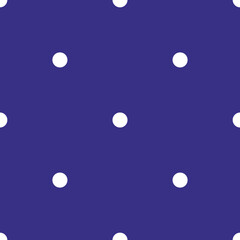 Seamless vector pattern with tile small white polka dots on a sailor navy blue background