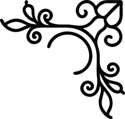 Abstract floral design elements with black vector curls and leaves for a decorative tattoo pattern