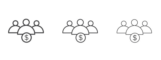 Mutual funds icon in linear, outline icon isolated on white background