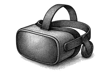 Naklejka premium Vintage style engraved virtual reality headset illustration