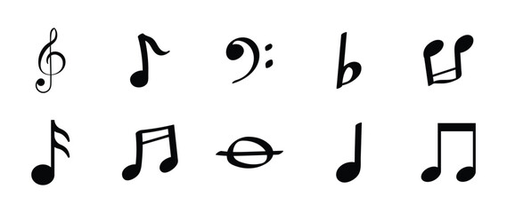 Music notes and symbol. Music note icon. Hand drawn music note. Vector illustration eps 10
