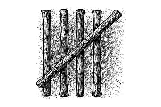 Hand-drawn tally marks illustration with wood texture