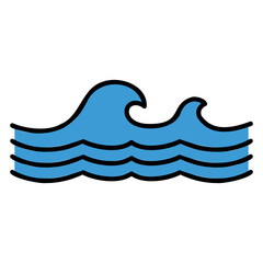 Blue Wave Icon – Simple Nautical Design Element