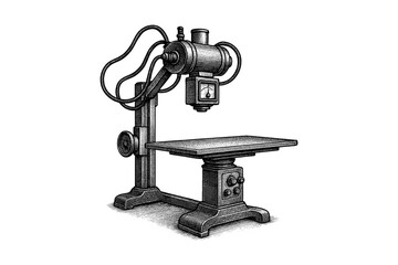 Fototapeta premium Vintage engraving of antique industrial machine with intricate details