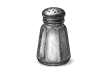 Detailed engraving of a classic salt shaker in vintage style