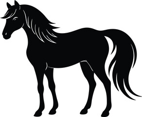 silhouette of standing horse elegant stallion vector illustration