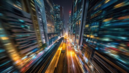 Fototapeta premium Night cityscape, urban street, motion blur
