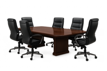 Conference Room with Table and Chairs on Transparent Background