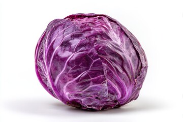 Obraz premium Fresh Purple Cabbage Isolated on White Background, Vibrant and Healthy Vegetable for Culinary Creations