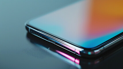Close-up of Smartphone with Gradient Display and Textured Frame edge 
