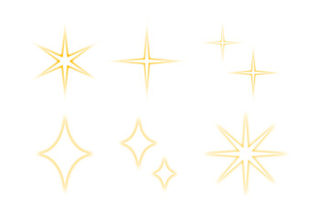 光るキラキラマークのセット（ベクター 編集可能 キラキラ shining）