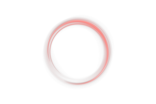 Neon red light circle glowing with smooth illumination, isolated on transparent background. Futuristic vibrant ring for decoration, abstract visuals, techno designs, and digital art composition projec