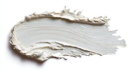 Cream Smear: Abstract Acrylic Whiteness in Bold Brush Stroke on Pure Background