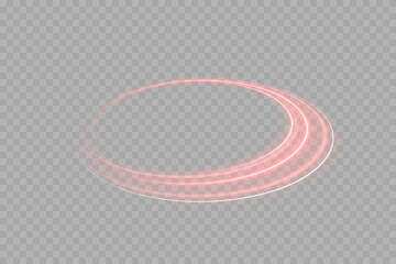 Futuristic glowing neon red ring with smooth shine, isolated on transparent background. Bright circular frame for sci-fi backgrounds, banners, posters, or vibrant nightclub and party themed designs.
