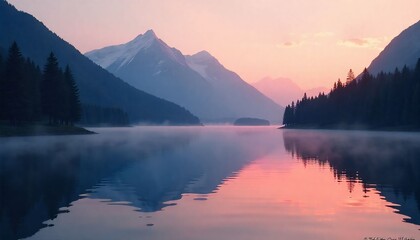lake and mountains