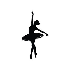 Elegant silhouette of a ballet dancer in a tutu performing a graceful pose © Hasan