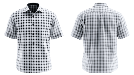 Shirt Checker pattern black and white strip line front and back