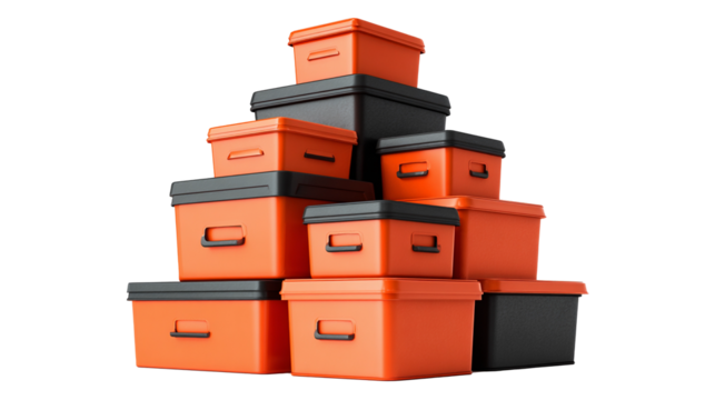 Stack of storage box transparent background