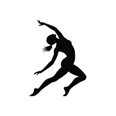 Graceful silhouette of a dancer in motion against a white background