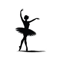 Elegant silhouette of a ballerina in a tutu performing a dance pose © Hasan