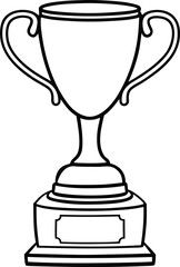trophy cup outline vector icon, champion, award, victory, soccer, football and cricket