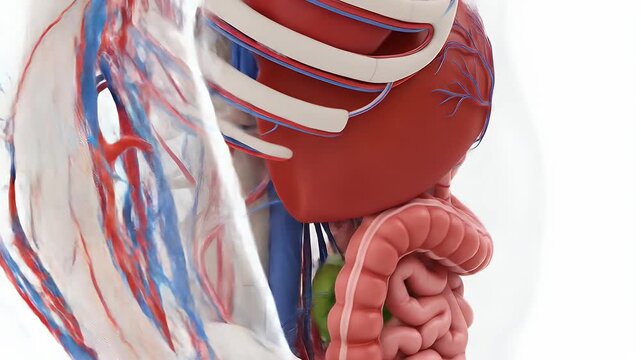 Human Internal Organs Anatomy 3D Animation - Liver, Intestines, Stomach