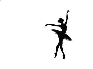 Silhouette of a graceful ballerina performing a ballet dance pose © Hasan