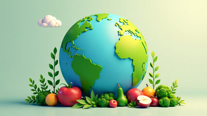 A stylized image representing the environmental benefits of a plant-based diet, such as reduced carbon footprint or water conservation.