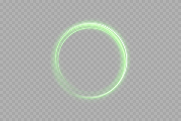 Abstract glowing light rings in neon green color. Futuristic motion circle for digital artwork, high-tech banners, gaming UI, space-inspired backgrounds and illuminated particle effects.