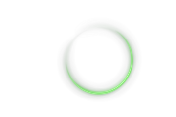 Cosmic halo rings with glowing light and green neon gradient. Elegant futuristic symbol of orbit, science fiction, dynamic technology and aesthetic modern lighting in digital art.