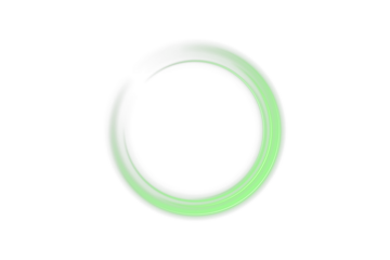 Neon glowing green rings with orbit effect and radial flare. Futuristic digital halo in dark space. Ideal for sci-fi design, UI interface, cosmic backgrounds, vibrant tech posters and energy concept
