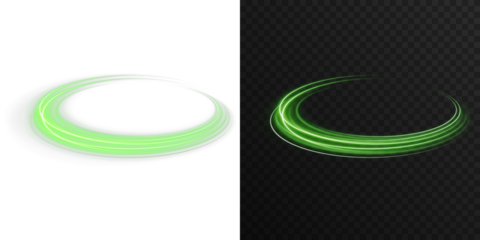 Neon eclipse light effect with glowing green orbit rings. Perfect for high-tech backgrounds, motion graphics, space themes, digital visuals, or minimalist sci-fi UI design concepts.