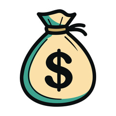 Money Bag with Dollar Sign Illustration
