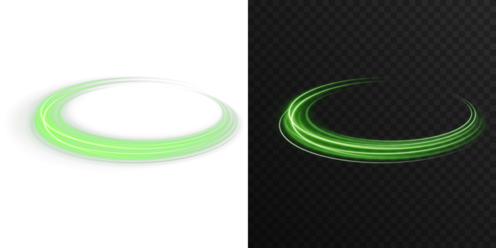 Neon eclipse light effect with glowing green orbit rings. Perfect for high-tech backgrounds, motion graphics, space themes, digital visuals, or minimalist sci-fi UI design concepts.