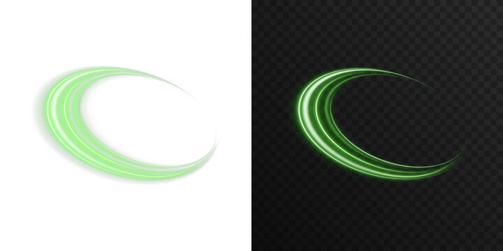 Sci-fi neon light loops in electric green color with eclipse glow. Suitable for space design, modern UI, holographic animation, energy visualization, and technology-focused compositions. - Powered by Adobe