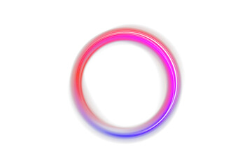 Glowing neon ellipse light trail with pink, blue, and purple gradient colors on dark background. Abstract futuristic energy flow ring, magic portal design, dynamic swirl curve with transparency for mo