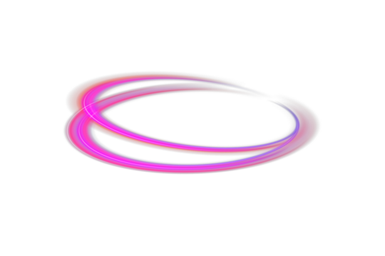 Abstract neon glowing ellipse with vibrant gradient colors of pink, purple, and blue. Futuristic magic circle light effect, energy tunnel swirl, dynamic curve ring for sci-fi design, fantasy backgroun