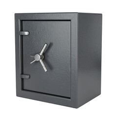 Metallic safe with combination lock Door Representing Security Protection on white background.