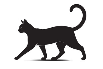 Fototapeta premium Sleek Black Cat Walking Silhouette