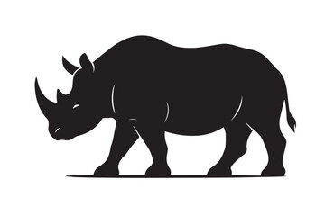 Fototapeta premium Silhouette of a Rhinoceros on White Background