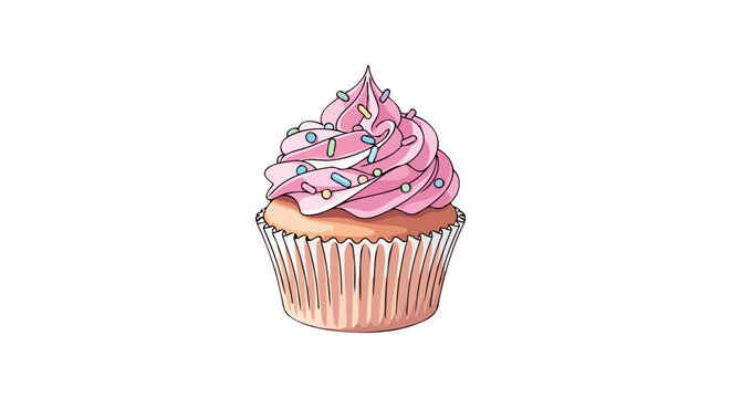 delicious pink cupcake with sprinkles perfect for bakery websites and dessert menus