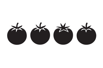 Various tomato silhouette icon graphics