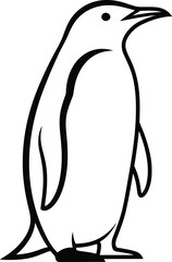 Black and white penguin illustration on a plain background