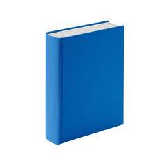 Blue hard cover book on transparent background, cut out
