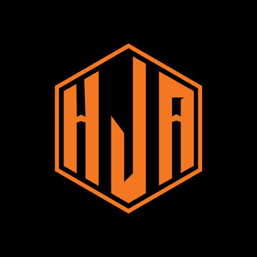 HJA letter design. HJA letter technology logo design on a Black background. HJA Monogram logo design for an entrepreneur and business