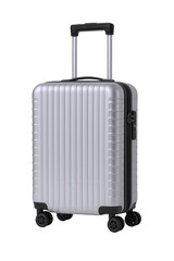 Modern Silver Hardside Spinner Luggage with Telescopic Handle and Integrated Combination Lock, Ready for Travel