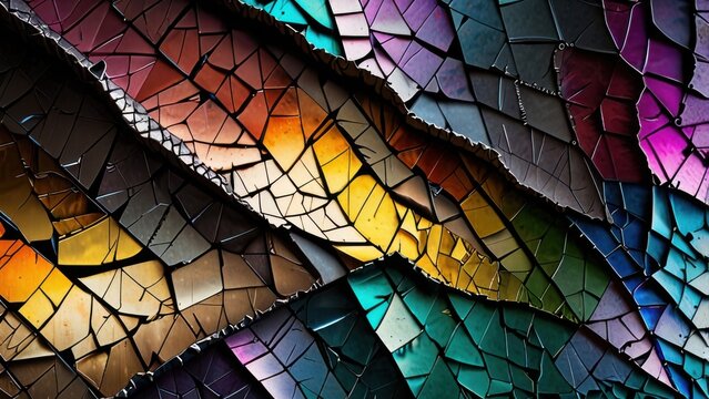 Anime Stained Glass Dragon Scale in Silver, Black, and Prism Rainbow

