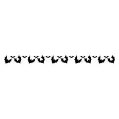 Halloween bat seamless border isolated on white background. Header for letters, websites, mailing lists. Bats for horror night holiday. Halloween black flying vampire bats