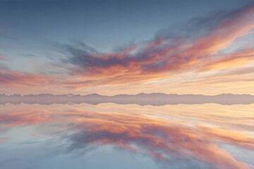 Fototapeta premium Liquid mirror desert reflecting a kaleidoscope sky,
