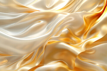 Luxury abstract background with golden waves and silk texture in white and gold